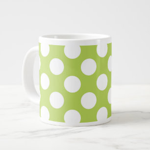 Green Polka Dots, Polka Dot Pattern, Dots, Dotted Large Coffee Mug