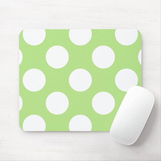 Green Polka Dots, Polka Dot Pattern, Dots, Dotted Mouse Mat (With Mouse)