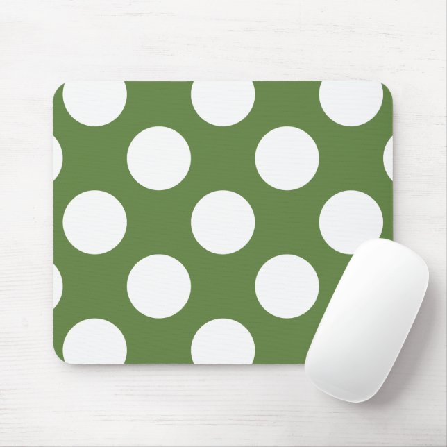 Green Polka Dots, Polka Dot Pattern, Dots, Dotted Mouse Mat (With Mouse)