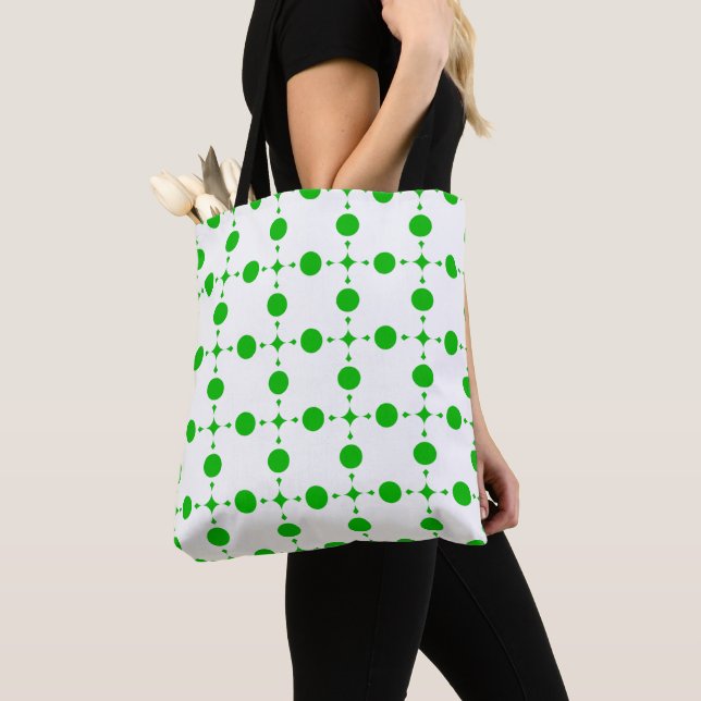 Green Polka Dots, Polka Dot Pattern, Dots, Dotted Tote Bag (Close Up)