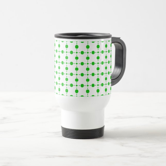 Green Polka Dots, Polka Dot Pattern, Dots, Dotted Travel Mug (Front Right)