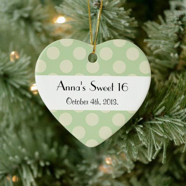 Green Polka Dots, Polka Dot Pattern, Sweet 16 Ceramic Tree Decoration (Tree)