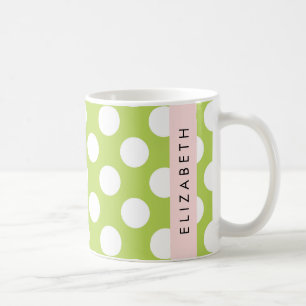 Green Polka Dots, Polka Dot Pattern, Your Name Coffee Mug