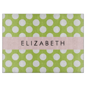 Green Polka Dots, Polka Dot Pattern, Your Name Cutting Board