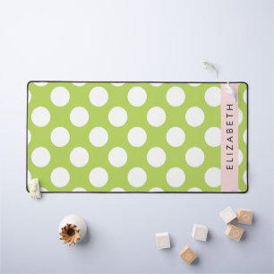 Green Polka Dots, Polka Dot Pattern, Your Name Desk Mat