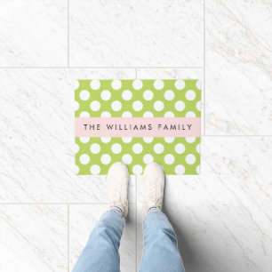 Green Polka Dots, Polka Dot Pattern, Your Name Doormat