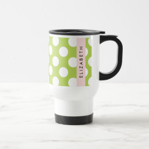 Green Polka Dots, Polka Dot Pattern, Your Name Travel Mug