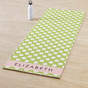 Green Polka Dots, Polka Dot Pattern, Your Name Yoga Mat