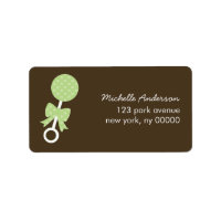 Green Polka Dots Rattle Baby Shower Labels