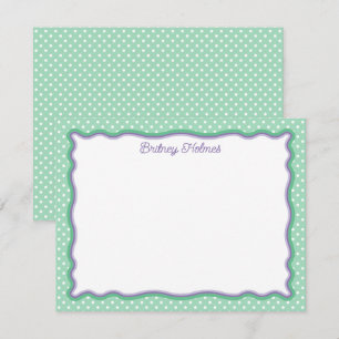 Green Polka Dots & Wavy Frame Add Name Card
