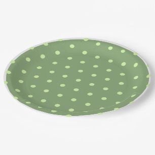 Green Polka Dots White Trim Paper Plate