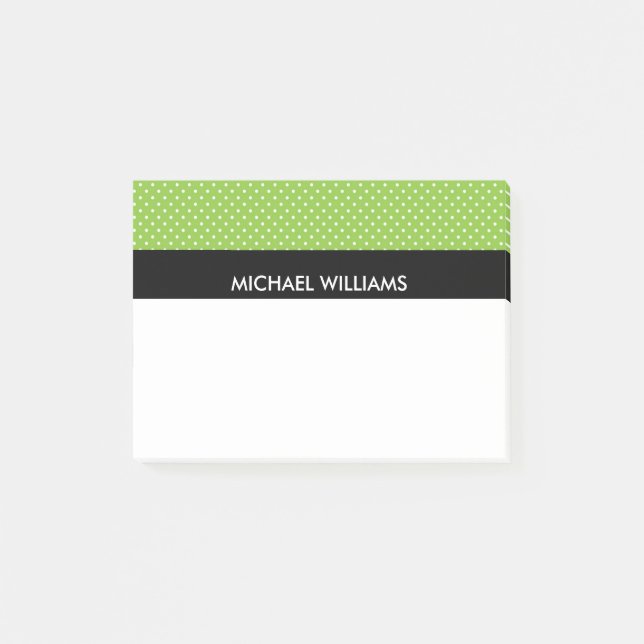 Green Polka Dots with Black Stripes Post-it Notes (Front)