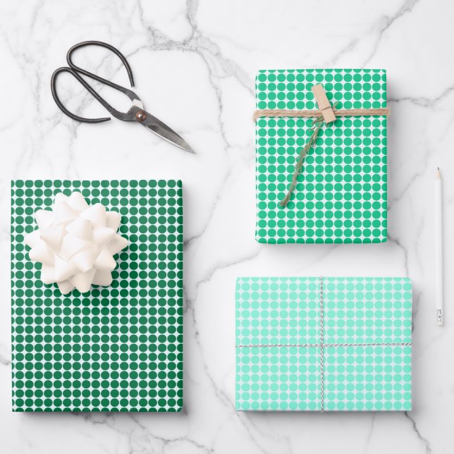 Green Polka Dots  Wrapping Paper Sheet (Front)