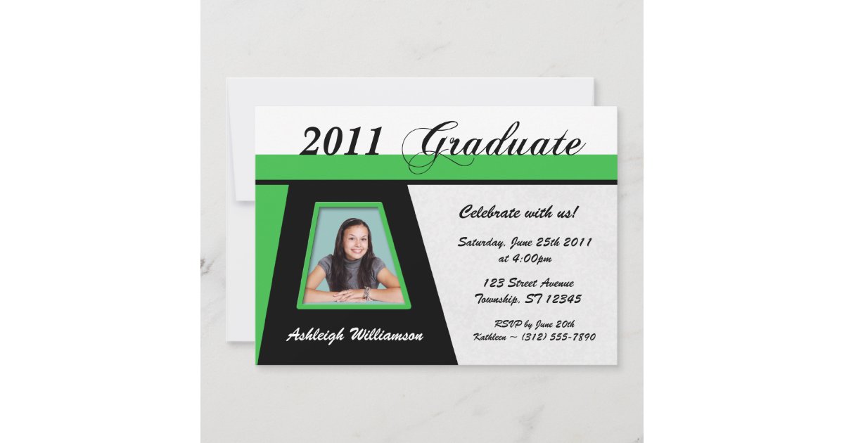 Green Polygon Photo Graduation Invitation | Zazzle