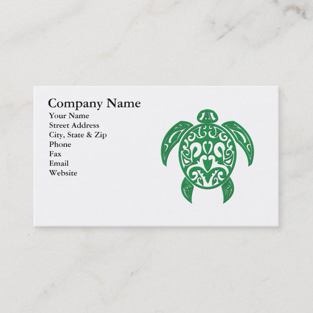 Green Polynesian Sea Turtle Business Card (Front)