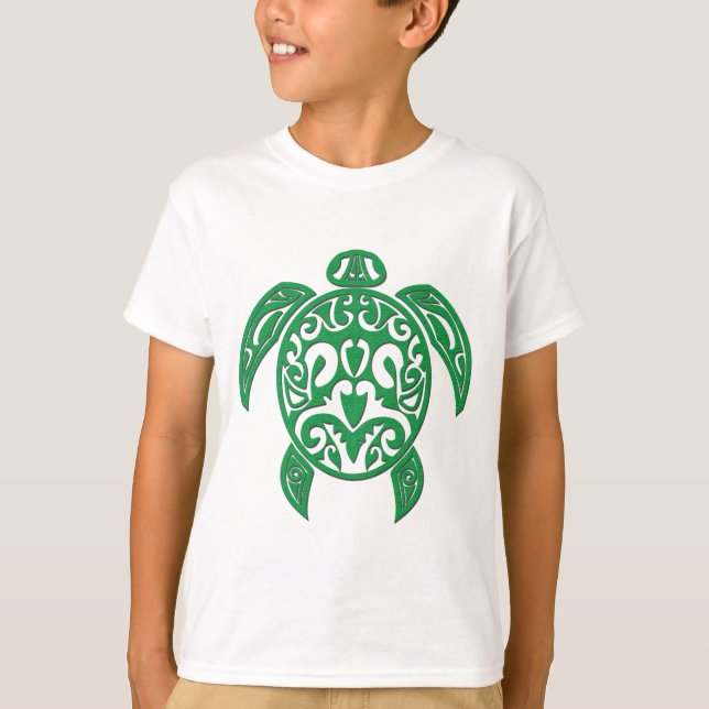 Green Polynesian Sea Turtle T-Shirt (Front)