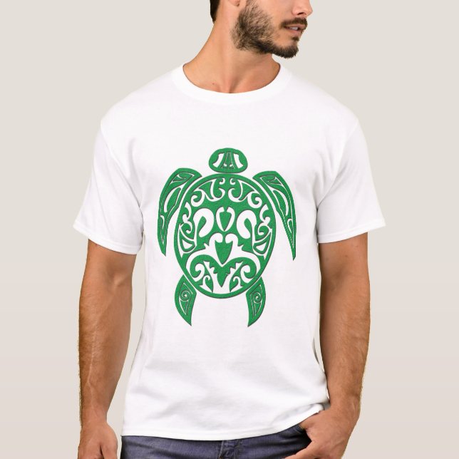 Green Polynesian Sea Turtle T-Shirt (Front)