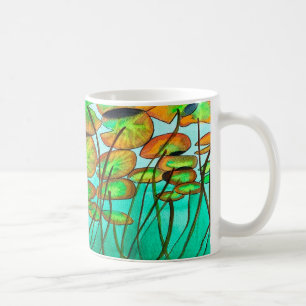 Green pond with lilypads coffee mug