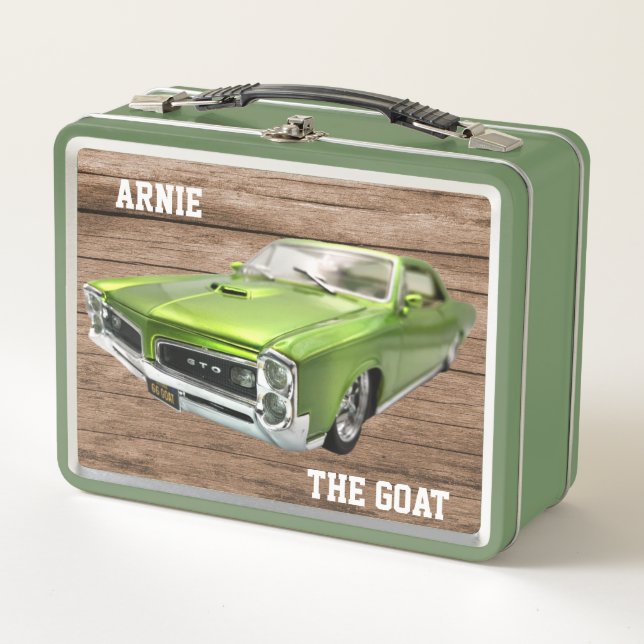 Green Pontiac GTO - The GOAT  Metal Lunch Box (Front)