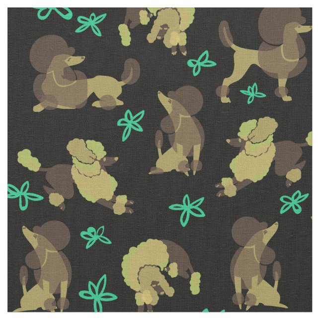 Green Poodles Fabric (Close Up)