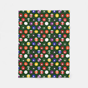 Green Pool Ball Billiards Pattern Fleece Blanket