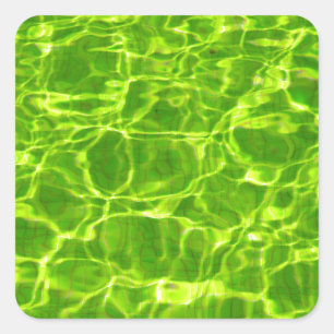 Green Pool Water Patterns Neon Colourful Bright Square Sticker