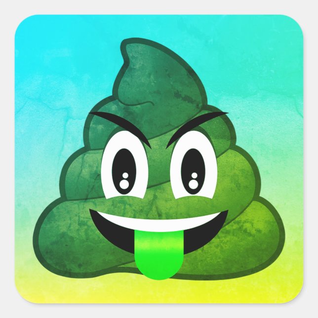 Green Poop Emoji Ombre Stickers (Front)
