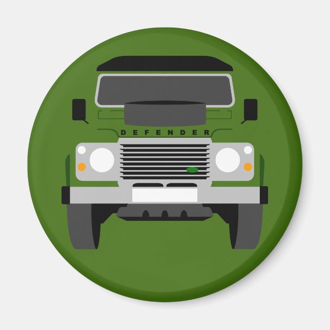 Green Pop art Classic Land Rover Defender Magnet (Front)