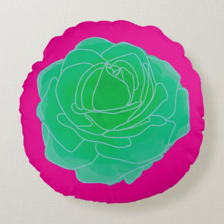 Green Pop Art Rose Round Cushion