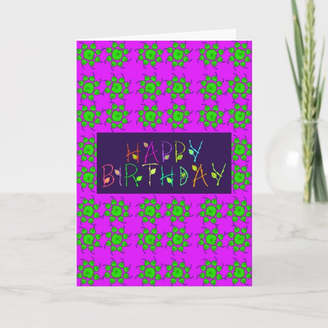 GREEN POPPIES BIRTHDAY CARD (Front)