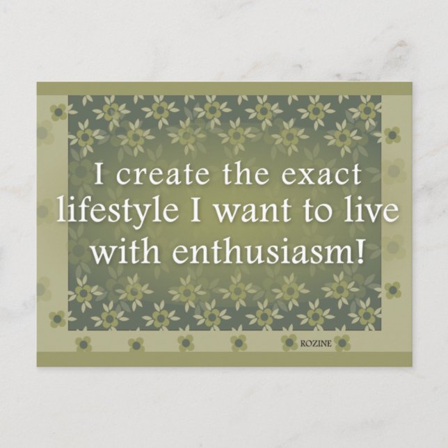 Green Positive Affirmations For Dream Lifestyle Postcard (Front)
