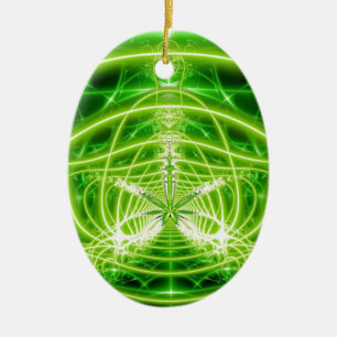 Green Pot Leaf Fractal Ceramic Tree Decoration