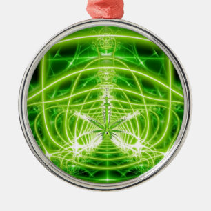 Green Pot Leaf Fractal Metal Tree Decoration