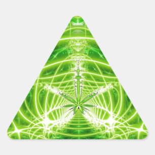 Green Pot Leaf Fractal Triangle Sticker