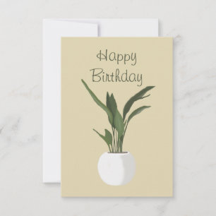 Green Pot Plant Happy Birthday Card