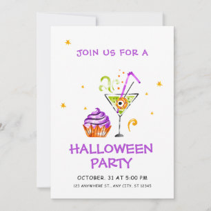 Green Potion Purple And White Spooky Halloween Invitation