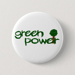 Green Power 6 Cm Round Badge