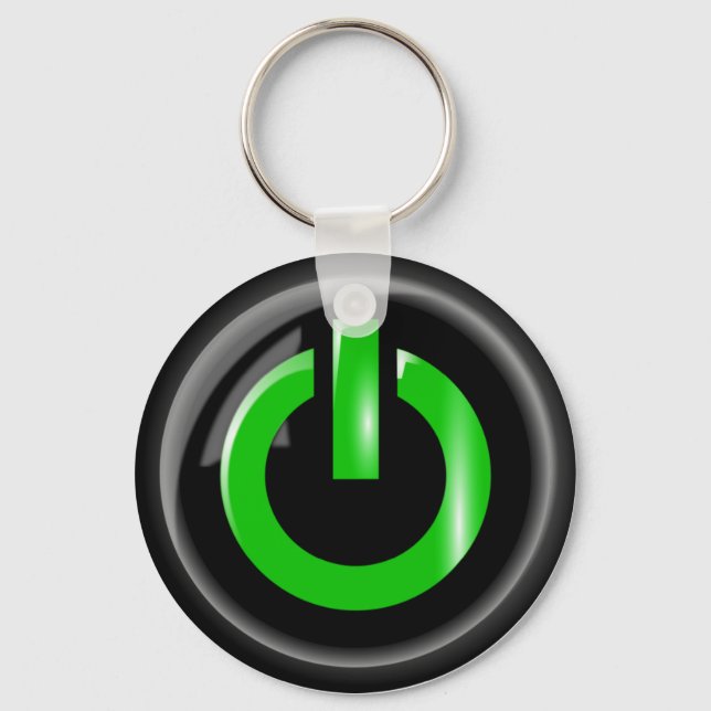 Green Power Button Keychain (Front)