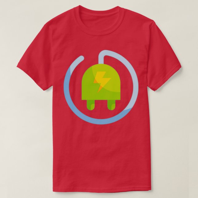 Green Power Electrical Plug T-Shirt (Design Front)