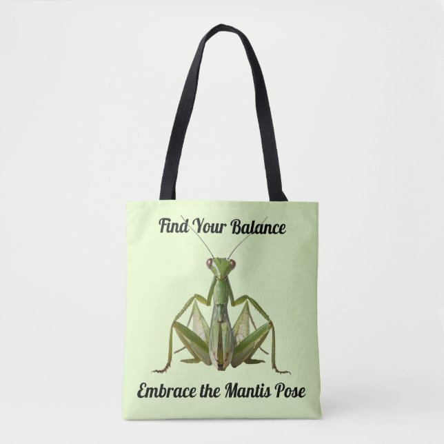 Green Praying Mantis Personalised Yoga Tote Bag (Front)