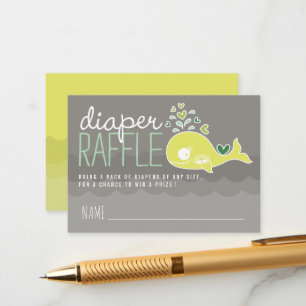Green Pregnant Mummy Whale Diaper Raffle Tickets Enclosure Card