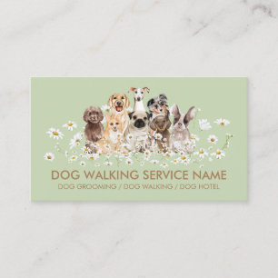 Green Pretty Dogs in Daisies Business Card