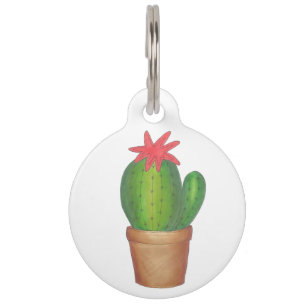 Green Prickly Cactus Flower Potted Plant Succulent Pet Tag
