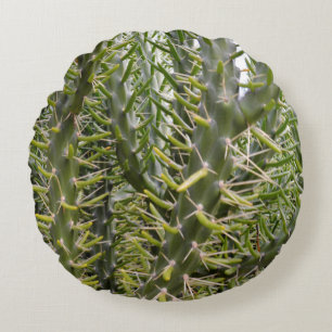 Green Prickly Cactus Trees, Round Cushion