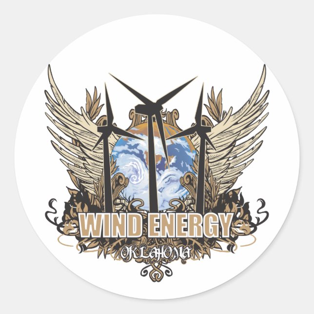 Green Pride Wind Oklahoma Classic Round Sticker (Front)