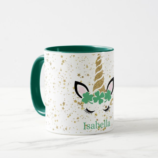 Green Princess Unicorn Rose Mug (Front Left)