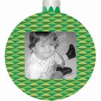 Green Printed Christmas Ball Photo Ornament Frame Photo Sculpture Decoration