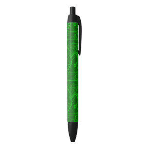 Green Printed Circuit Board Pattern Black Ink Pen