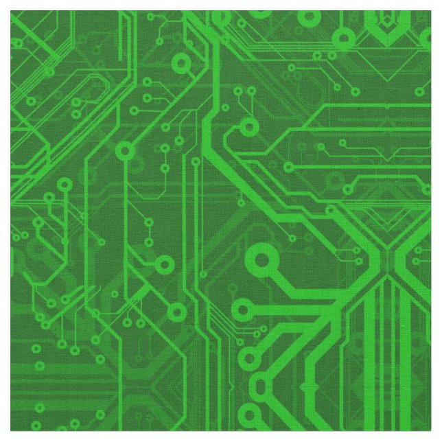 Green Printed Circuit Board Pattern Fabric (Close Up)