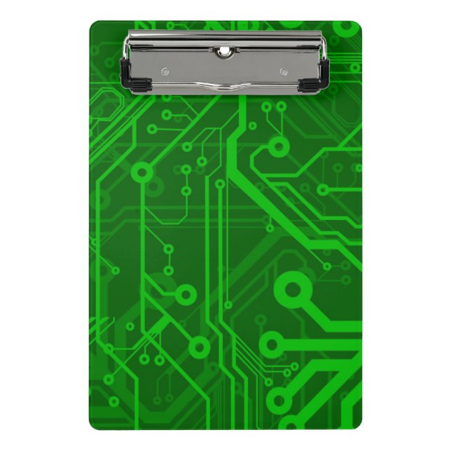 Green Printed Circuit Board Pattern Mini Clipboard (Front)